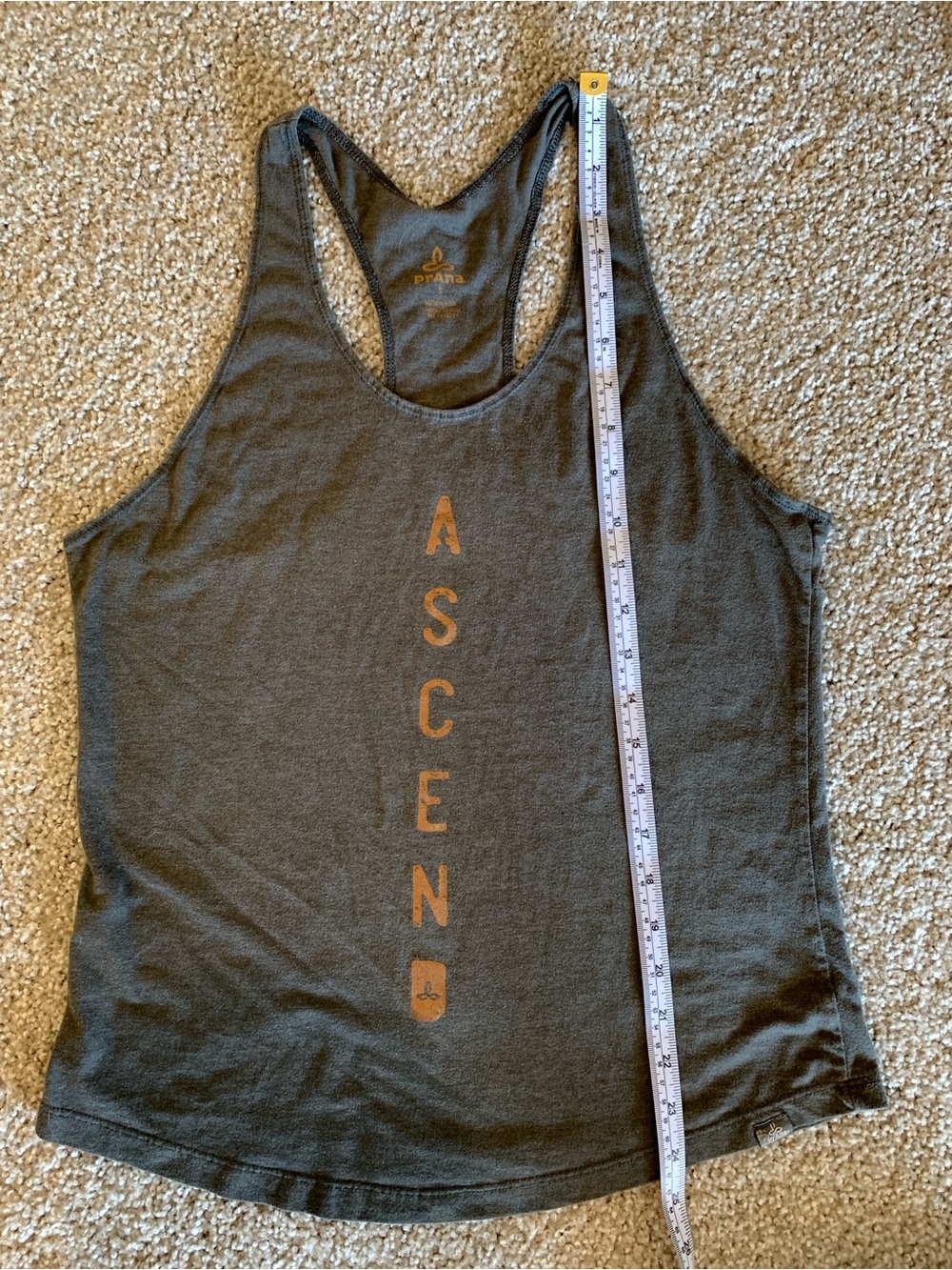 Prana Charcoal Racerback Tank with Rust Lettering - Picture 4 of 4